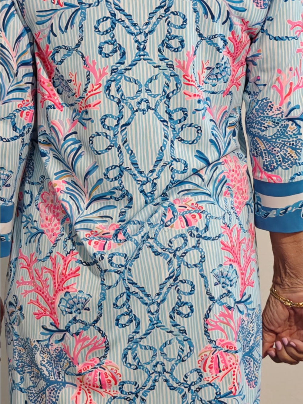 Lilly Pulitzer Blue, Pink & White Long Sleeve Dress Size Large